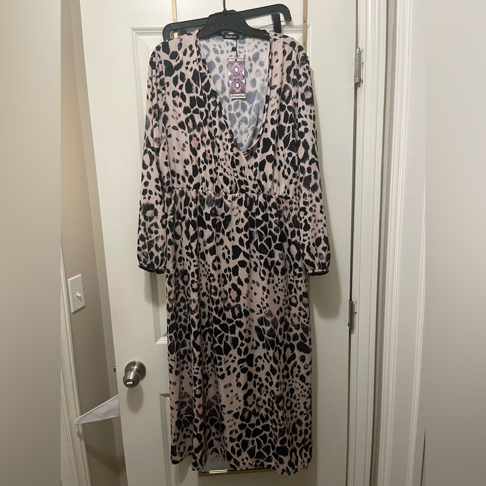 Boho leopard chiffon dress, sz 14